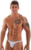 Stuffit Pouch Bikini Swimsuit in White Powernet, Front View; Stuffit Pouch Bikini Swimsuit in White Powernet, Rear View; Special Order Notice; Stuffit Pouch Bik
