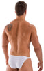 Stuffit Pouch Bikini Swimsuit in White Powernet, Front View; Stuffit Pouch Bikini Swimsuit in White Powernet, Rear View; Special Order Notice; Stuffit Pouch Bik