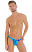 Stuffit Pouch Bikini Swimsuit in New World Blue, Rear View; Stuffit Pouch Bikini Swimsuit in New World Blue, Front View; Stuffit Pouch Bikini Swimsuit in New Wo