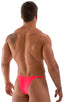 most popular mens sexy micro bikini in ThinSKINZ Neon Coral semi sheer; Sunseeker Micro Pouch Half Back Bikini in ThinSKINZ Neon Coral, Rear View; Special Order