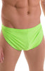 Swimsuit Cover Up Split Running Shorts in ThinSKINZ Lime, Front View; Swimsuit Cover Up Split Running Shorts in ThinSKINZ Lime, Rear View; Swimsuit Cover Up Spl