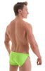 Swimsuit Cover Up Split Running Shorts in ThinSKINZ Lime, Front View; Swimsuit Cover Up Split Running Shorts in ThinSKINZ Lime, Rear View; Swimsuit Cover Up Spl