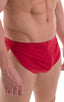 Swimsuit Cover Up Split Running Shorts in Red, Front View; Swimsuit Cover Up Split Running Shorts in Red, Rear View; Swimsuit Cover Up Split Running Shorts in R