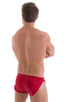 Swimsuit Cover Up Split Running Shorts in Red, Front View; Swimsuit Cover Up Split Running Shorts in Red, Rear View; Swimsuit Cover Up Split Running Shorts in R