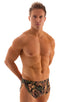 mens sexy swimsuit bikini cover up split shorts in Camo; Swimsuit Cover Up Split Running Shorts in Camo, Rear View; Swimsuit Cover Up Split Running Shorts in Ca