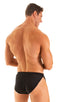 mens sexy swimsuit bikini cover up split shorts in see through Black Peep Show; Swimsuit Cover Up Split Running Shorts in Black Peep Show, Rear View; Swimsuit C