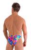 Smooth Front Bikini Bathing Suit in Hawaiian Floral, Front View; Smooth Front Bikini Bathing Suit in Hawaiian Floral, Rear View; Smooth Front Bikini Bathing Sui