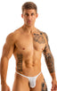 best seller mens sexy swimwear micro bikini sheer white peep show skinz swimsuit; Sunseeker Micro Pouch Half Back Bikini in Semi Sheer White Peep Show 2; Sunsee