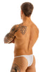 best seller mens sexy swimwear micro bikini sheer white peep show skinz swimsuit; Sunseeker Micro Pouch Half Back Bikini in Semi Sheer White Peep Show 2; Sunsee