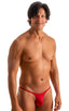 best seller mens sexy swimwear micro bikini ruby red skinz swimsuit; Sunseeker Micro Pouch Half Back Bikini in Ruby Red 2; Sunseeker Micro Pouch Half Back Bikin