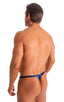 mens micro thong swimsuit tanga skinz t back bathing suit in Laser Blue Lightning; Mens Thong Swimsuit - Bravura Pouch in Laser Blue Lightning 2; Mens Thong Sw