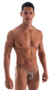 mens 2023 best seller tanning swimsuit cheeta print bikini swimwear; Sunseeker Micro Pouch Half Back Bikini in Super ThinSKINZ Cheeta, Rear View; Sunseeker Micr