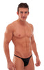 mens super low brazilian bikini in black skinz man swimsuit; Super Low Brazilian Bikini in Black tricot-nylon-lycra, Rear View; Super Low Brazilian Bikini in Bl