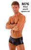 Fitted Pouch - Boxer - Swim Trunks in Wet Look Black 1; Fitted Pouch - Boxer - Swim Trunks in Wet Look Black, Rear View; Fitted Pouch - Boxer - Swim Trunks in W