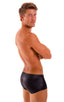 Fitted Pouch - Boxer - Swim Trunks in Wet Look Black 1; Fitted Pouch - Boxer - Swim Trunks in Wet Look Black, Rear View; Fitted Pouch - Boxer - Swim Trunks in W