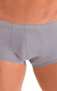 Fitted Pouch - Boxer - Swim Trunks in Platinum, Front View; Fitted Pouch - Boxer - Swim Trunks in Platinum, Rear View; Fitted Pouch - Boxer - Swim Trunks in Pla
