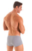 Fitted Pouch - Boxer - Swim Trunks in Platinum, Front View; Fitted Pouch - Boxer - Swim Trunks in Platinum, Rear View; Fitted Pouch - Boxer - Swim Trunks in Pla