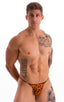 mens sexy g string swimsuit micro thong swimwear in Golden Leopard; Y Back G String Thong in Golden Leopard 2; Y Back G String Thong in Golden Leopard 3; Y Back