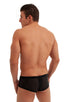 Pouch Enhanced Micro Square Cut Swim Trunks in Black and Semi Sheer Black Peep Show 1; Pouch Enhanced Micro Square Cut Swim Trunks in Black and Semi Sheer Black