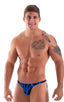 mens micro pouch bikini swimsuit in Laser Blue Lightning; Stuffit Pouch Bikini Swimsuit in Laser Blue Lightning, Rear View; Mens Micro Pouch Bikini Swimsuit in