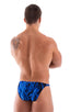 mens micro pouch bikini swimsuit in Laser Blue Lightning; Stuffit Pouch Bikini Swimsuit in Laser Blue Lightning, Rear View; Mens Micro Pouch Bikini Swimsuit in
