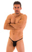 most popular mens sexy micro bikini in sheer black; Sunseeker Micro Pouch Half Back Bikini in Super ThinSKINZ Black, Rear View; Sunseeker Micro Pouch Half Back