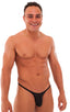 mens best seller sexy micro bikini swimsuit in swimwear fabric sheer Black Peep Show; Sunseeker Micro Pouch Half Back Bikini in Black Peep Show, Rear View; Suns