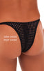 mens best seller sexy micro bikini swimsuit in swimwear fabric sheer Black Peep Show; Sunseeker Micro Pouch Half Back Bikini in Black Peep Show, Rear View; Suns