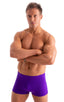 mens swimwear square cut boxer style swimsuit in Royal Purple 1; Square Cut Seamless Swim Trunks in Royal Purple 2; Square Cut Seamless Swim Trunks in Royal Pur
