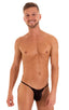 mens extreme micro string bikini tiny swimsuit by skinz swimwear in Super ThinSKINZ Black; Stuffit Pouch Half Back Tanning Swimsuit in Super ThinSKINZ Black, Fr