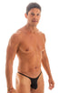mens best seller sexy micro bikini swimsuit in swimwear fabric Black; Sunseeker Micro Pouch Half Back Bikini in Black, Rear View; Sunseeker Micro Pouch Half Bac