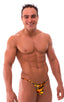 mens micro g string sexy swimsuit bikini in best seller sheer wild tiger skinz swimwear; Stuffit Pouch G String Swimsuit in Super ThinSKINZ Wild Tiger 2; Stuffi