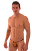 best seller mens swimwear classic t back thong swimsuit in sheer Wild Tiger; Mens Thong Swimsuit - Bravura Pouch in Super Thin Skinz Wild Tiger 2; Mens Thong S