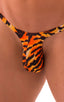 best seller mens swimwear classic t back thong swimsuit in sheer Wild Tiger; Mens Thong Swimsuit - Bravura Pouch in Super Thin Skinz Wild Tiger 2; Mens Thong S