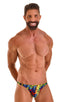 mens sexy swimwear bikini skinz international swimsuit brief in Tan Through Technicolor; Fitted Bikini Bathing Suit in Tan Through Technicolor, Rear View; Fitte