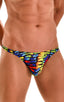mens sexy swimwear bikini skinz international swimsuit brief in Tan Through Technicolor; Fitted Bikini Bathing Suit in Tan Through Technicolor, Rear View; Fitte