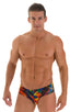 Pouch Brief Swimsuit in Tan Through Rave-Up, Front View; Pouch Brief Swimsuit in RaveUp Tan Through, Rear View; Pouch Brief Swimsuit in RaveUp Tan Through, Fron
