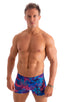 mens swimwear square cut boxer style swimsuit in Tan Through Bora Bora 1; Square Cut Seamless Swim Trunks in Tan Through Bora Bora 2; Square Cut Seamless Swim T