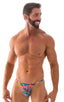 mens smooth pouch string side t back thong sexy swimsuit bikini in Tahitian Tan Through; Smooth Pouch Skinny Sides Swim Thong in Tahitian Tan Through, Rear View