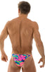 Skinny Side Half Back Swim Suit in Tahitian Tan Through, Front View; Skinny Side Half Back Swim Suit in Tahitian Tan Through, Rear View; Skinny Side Half Back S