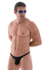 Tanga Cheekini Bikini in Super ThinSKINZ Black, Front View; Tanga Cheekini Bikini in Super ThinSKINZ Black, Rear View; Tanga Cheekini Bikini in Super ThinSKINZ