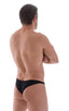 Tanga Cheekini Bikini in Super ThinSKINZ Black, Front View; Tanga Cheekini Bikini in Super ThinSKINZ Black, Rear View; Tanga Cheekini Bikini in Super ThinSKINZ