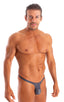 mens micro thong swimsuit tanga skinz t back bathing suit in Semi Sheer Shadow Peep Show ; Mens Thong Swimsuit - Bravura Pouch in Semi Sheer Shadow Peep Show 2