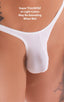 mens best seller T back thong swimsuit in sheer see through white bikini; T Back Thong Swimsuit - Bravura Pouch in Super ThinSKINZ White, Rear View; T Back Thon