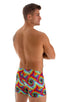 Square Cut Seamless Swim Trunks in Classic Tie Dye, Front View; Square Cut Seamless Swim Trunks in Classic Tie Dye, Rear View; Square Cut Seamless Swim Trunks i
