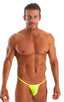 Mens Micro Adjustable G String Swimsuit in Super ThinSKINZ Lemon-Lime 1; Mens Micro Adjustable G String Swimsuit in Super ThinSKINZ Lemon-Lime 2; Mens Micro Adj