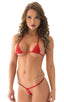 Teardrop G String Micro Bikini in Holographic Red, Front View; Teardrop G String Micro Bikini in Holographic Red 3; Teardrop G String Micro Bikini in Holographi