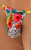 most popular mens sexy micro string bikini swimsuit by skinz swimwear in Semi Sheer Hibiscus Printed Mesh; Sunseeker Micro Pouch Half Back Bikini in Semi Sheer