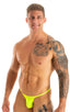 most popular mens sexy micro string bikini swimsuit by skinz swimwear in Semi Sheer Super ThinSkinz Lemon-Lime; Sunseeker Micro Pouch Half Back Bikini in Semi S