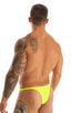 most popular mens sexy micro string bikini swimsuit by skinz swimwear in Semi Sheer Super ThinSkinz Lemon-Lime; Sunseeker Micro Pouch Half Back Bikini in Semi S